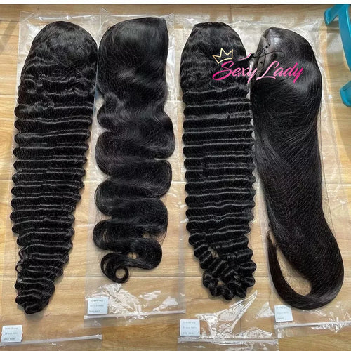 13x4 Glueless Wig Human Hair Ready to Wear Straight No Glue Preplucked Wear Wigs 180 Density HD Lace Front Closure Wig Deep Wave
