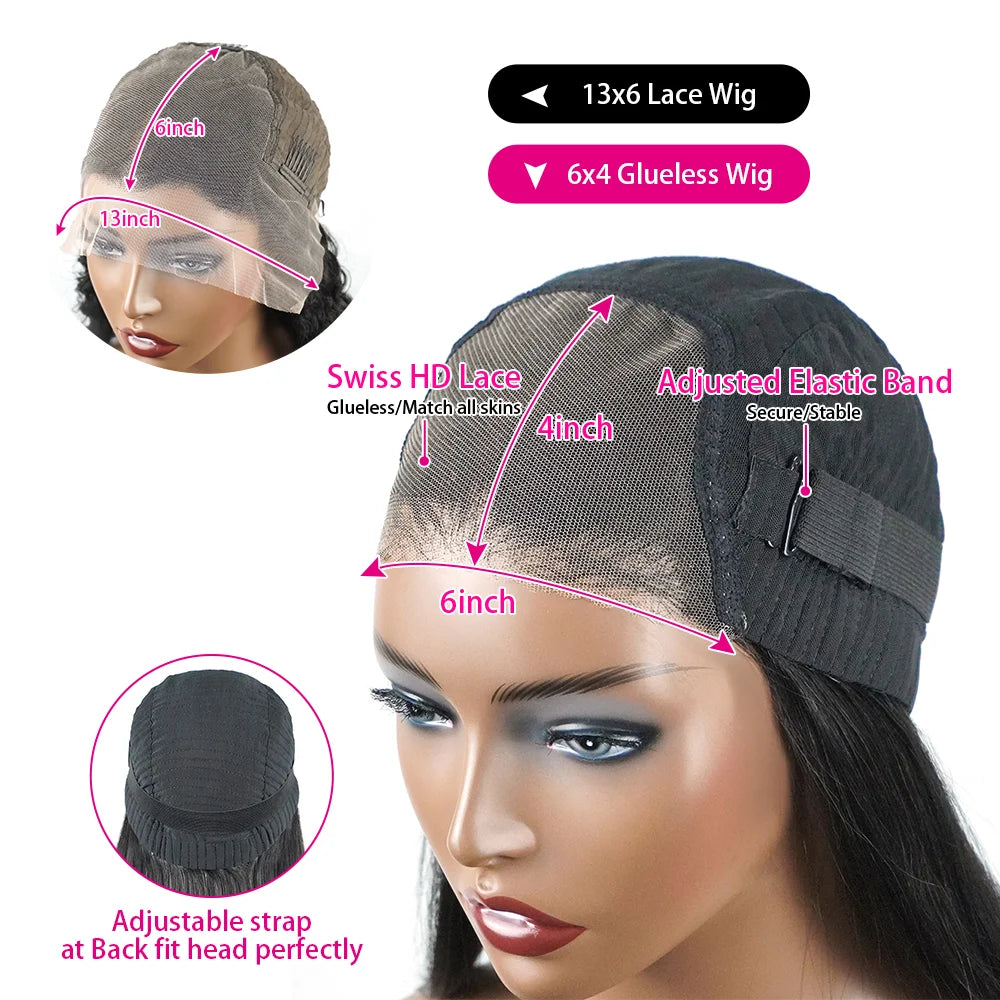 Glueless Wig Human Hair Wear and Go Pre Plucked Water Wave 4X6 Transparent Lace Brazilian Human Hair Wigs  adults