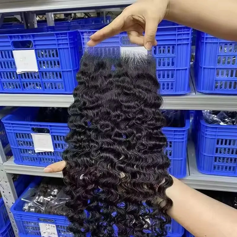 2x6 hd Lace Closure Raw Hair with Bundles Burmese Curly Hair hd Lace Frontal Glueless Wig Human Hair Raw Vietnamese Hair Bundles