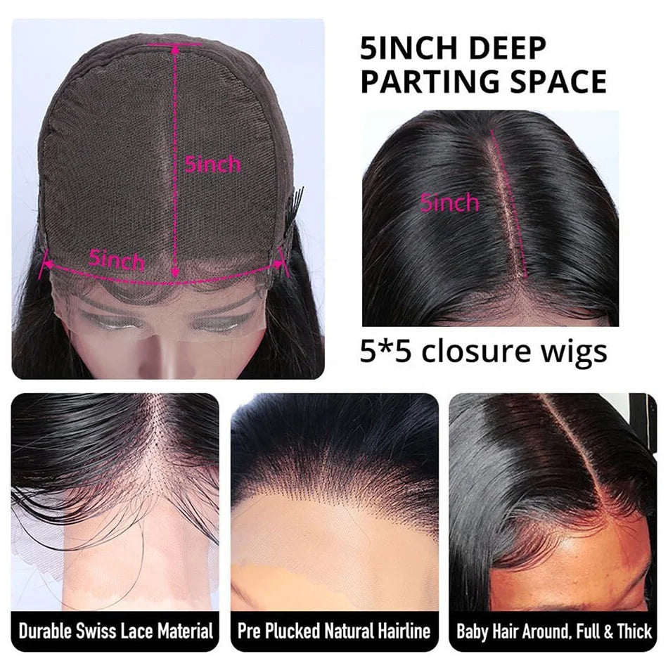 5x5 13x4 13x6 HD Lace Wig Kinky Straight Lace Front Human Hair Wigs Yaki Brazilian Wear and Go Pre Cut Glueless Wig Human Hair