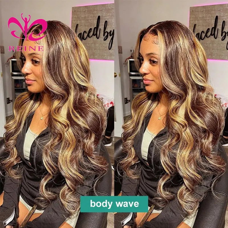 Highlight Glueless Wig Human Hair Ready to Wear 13x4 hd Lace Frontal Wig P4/27 Blonde Body Wave Brazilian Lace Wigs for Women