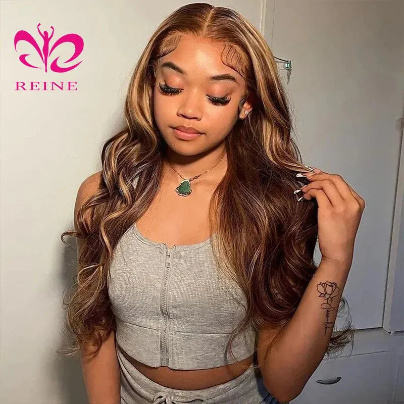 Highlight Glueless Wig Human Hair Ready to Wear 13x4 hd Lace Frontal Wig P4/27 Blonde Body Wave Brazilian Lace Wigs for Women