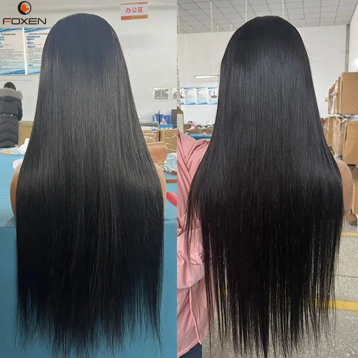 Shipping Now 5x5 Glueless Wig Human Hair Raw Indian Bone Straight Hair, Pre Cut Lace Front Wig Human Hair for Women Put on Off