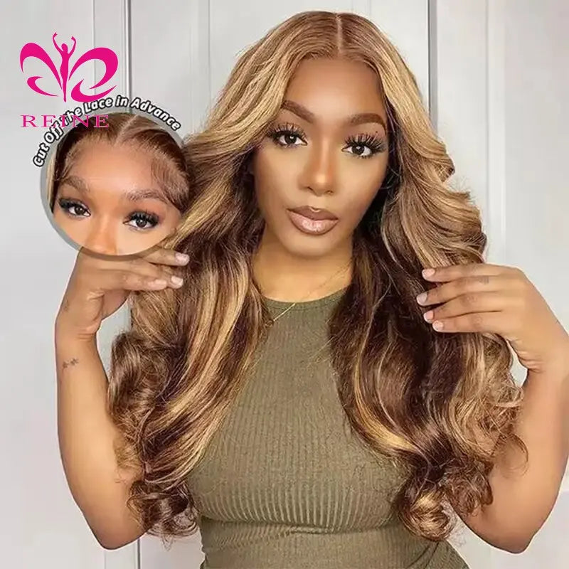 Highlight Glueless Wig Human Hair Ready to Wear 13x4 hd Lace Frontal Wig P4/27 Blonde Body Wave Brazilian Lace Wigs for Women