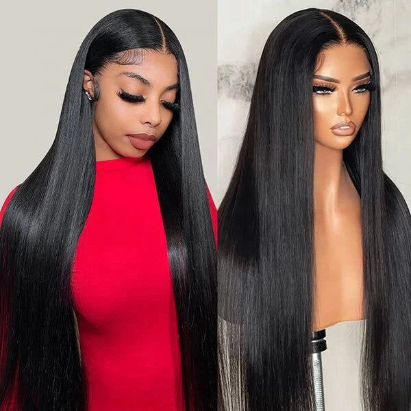 Shipping Now 5x5 Glueless Wig Human Hair Raw Indian Bone Straight Hair, Pre Cut Lace Front Wig Human Hair for Women Put on Off