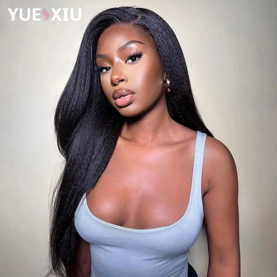 5x5 13x4 13x6 HD Lace Wig Kinky Straight Lace Front Human Hair Wigs Yaki Brazilian Wear and Go Pre Cut Glueless Wig Human Hair