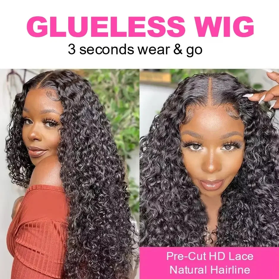 Glueless Wig Human Hair Wear and Go Pre Plucked Water Wave 4X6 Transparent Lace Brazilian Human Hair Wigs  adults