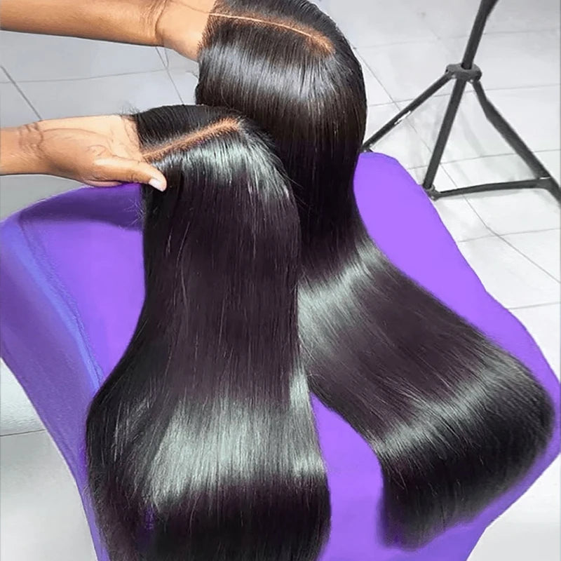 Shipping Now 5x5 Glueless Wig Human Hair Raw Indian Bone Straight Hair, Pre Cut Lace Front Wig Human Hair for Women Put on Off