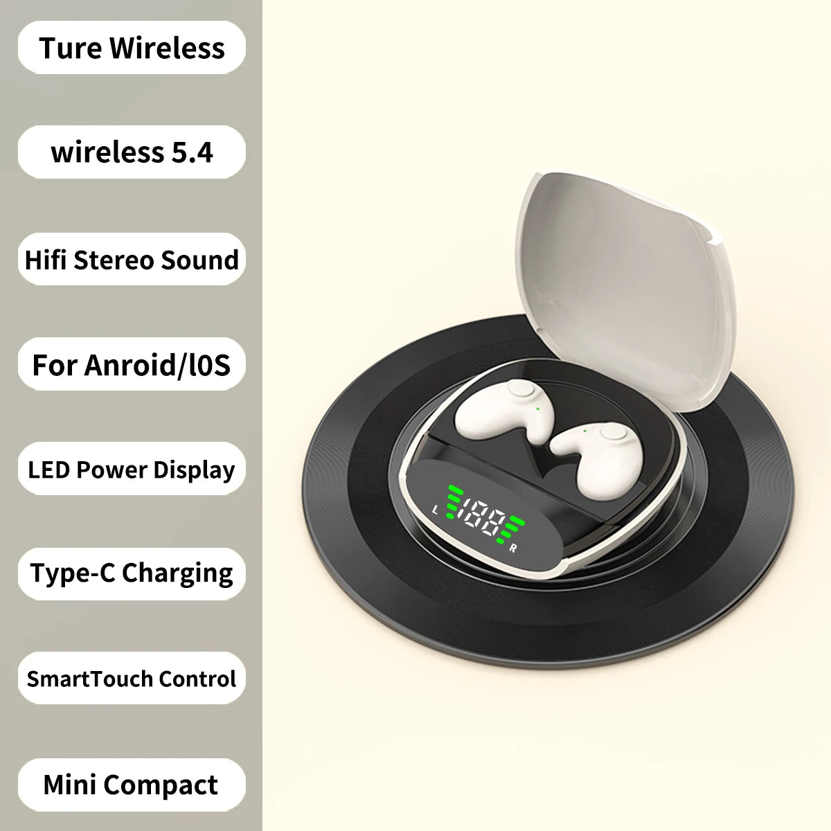 Waterproof Wireless Bluetooth 5.3 Headsets Mini headset Painless  Headphones Fit for Sleeping/Sports