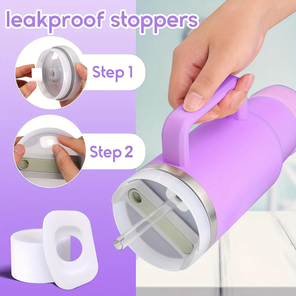 6PCS Cup Accessories Set for Stanley Cup 40oz tumbler with handle Including Silicone Straw Topper and Boot, Spill Proof Stopper