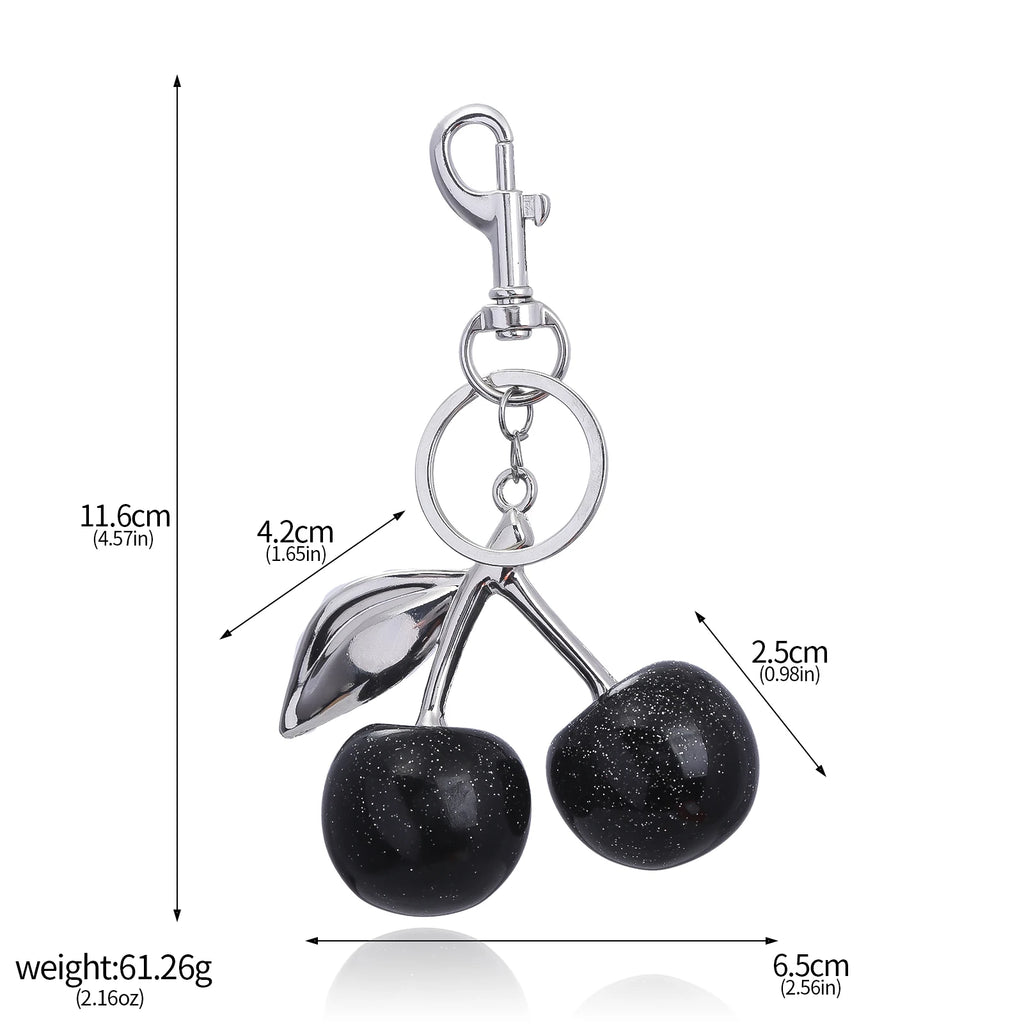 Fashion Delicious Red Cherry Keychain Summer Fruits Cherries Pendant Keyring For Women Men Jewelry Bag Key Accessories Gift