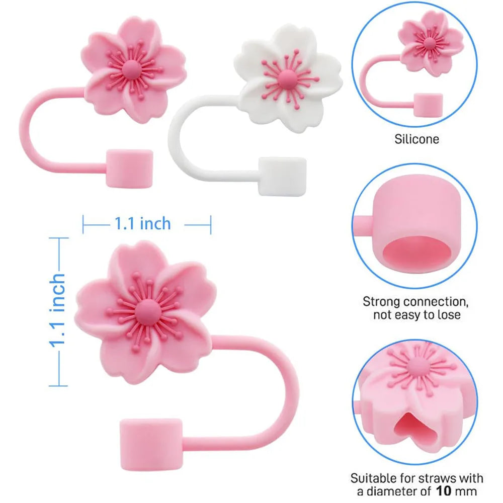 2/4pcs Straw Cover Cap for Stanley Cup lids Flowers Tip Covers