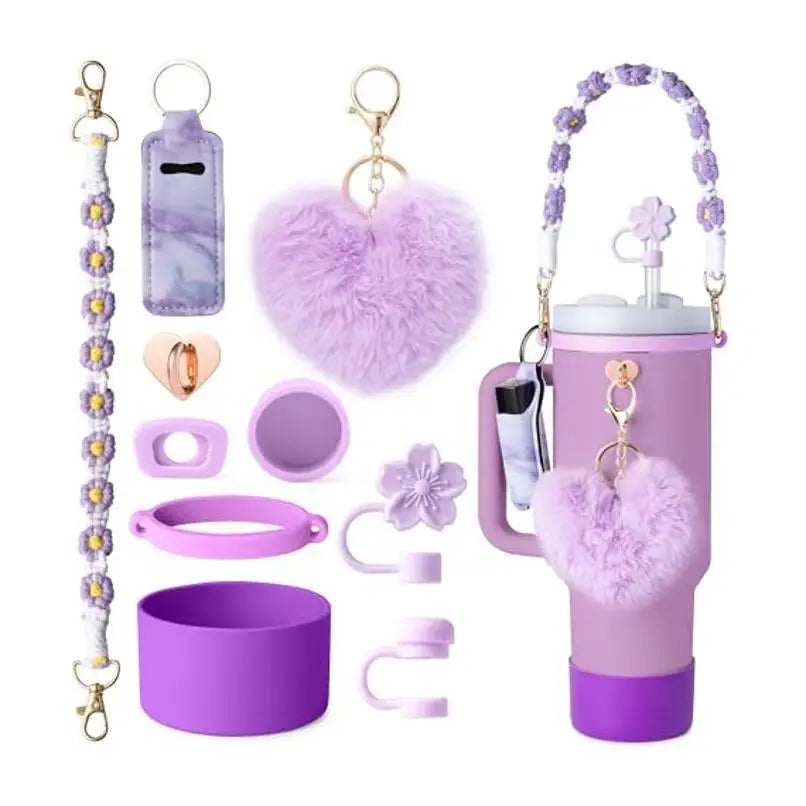 ins antislip straw cap case Charm chain pendant lot Accessories Initial Keychain Handle for Stanley cup bottle Tumbler for Women