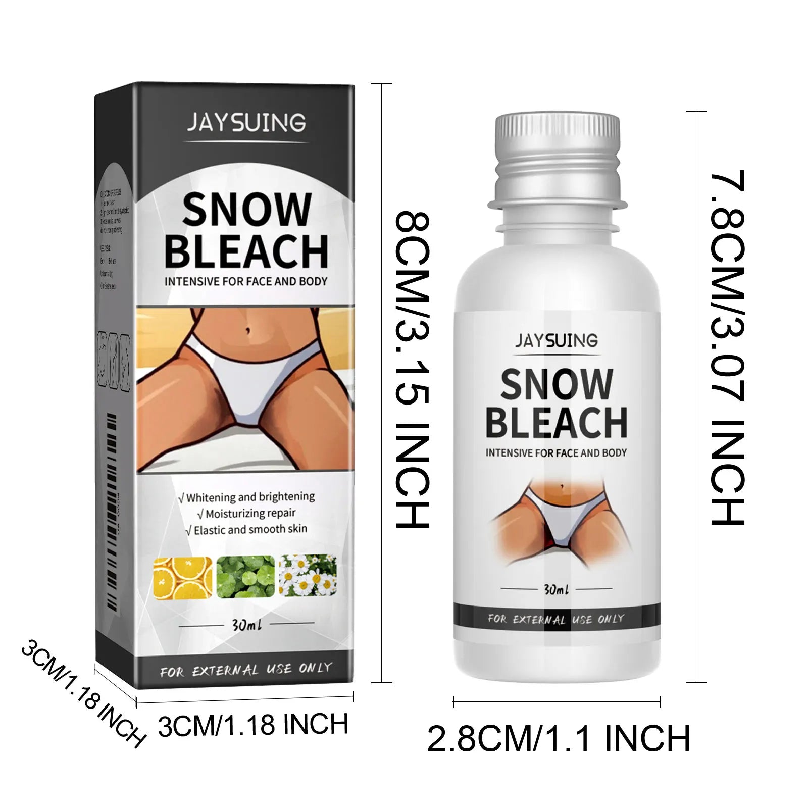 Body Whitening Bleach Cream Brighten Underarm Elbow Knees Joint Removal Intimate Parts Dark Spots Melanin Snow Bleach Cream 30ml