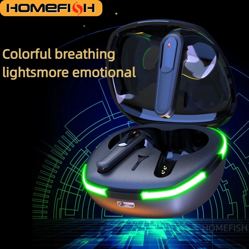 HOMEFISH Pro60 Binaural Wireless TWS Wireless Bluetooth Headset Mini Sports Bluetooth Headset NoiseCancelling Gaming Headset