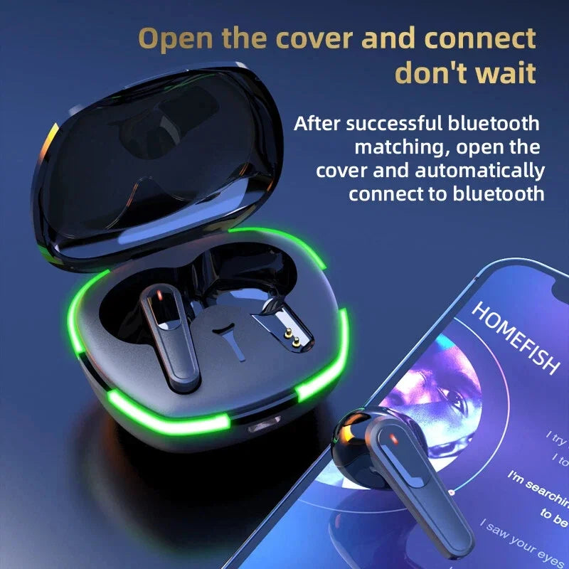 HOMEFISH Pro60 Binaural Wireless TWS Wireless Bluetooth Headset Mini Sports Bluetooth Headset NoiseCancelling Gaming Headset