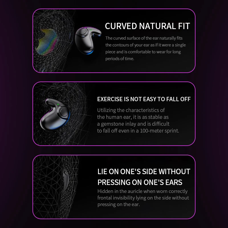 Waterproof Wireless Bluetooth 5.3 Headsets Mini headset Painless  Headphones Fit for Sleeping/Sports