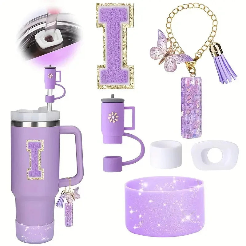 6PCS Cup Accessories Set for Stanley Cup 40oz tumbler with handle Including Silicone Straw Topper and Boot, Spill Proof Stopper