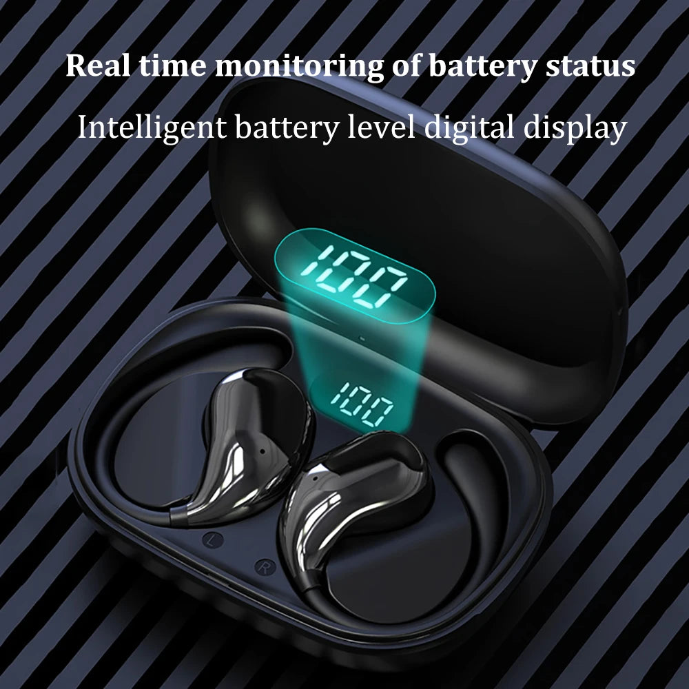 Bluetooth 5.4 Ear Hook Headphones LED Display Long Standby Touch Earbuds