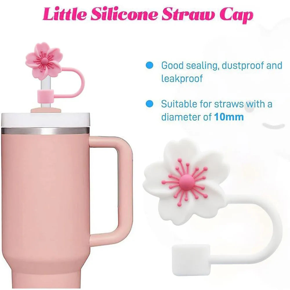 2/4pcs Straw Cover Cap for Stanley Cup lids Flowers Tip Covers