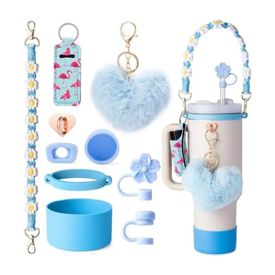 ins antislip straw cap case Charm chain pendant lot Accessories Initial Keychain Handle for Stanley cup bottle Tumbler for Women