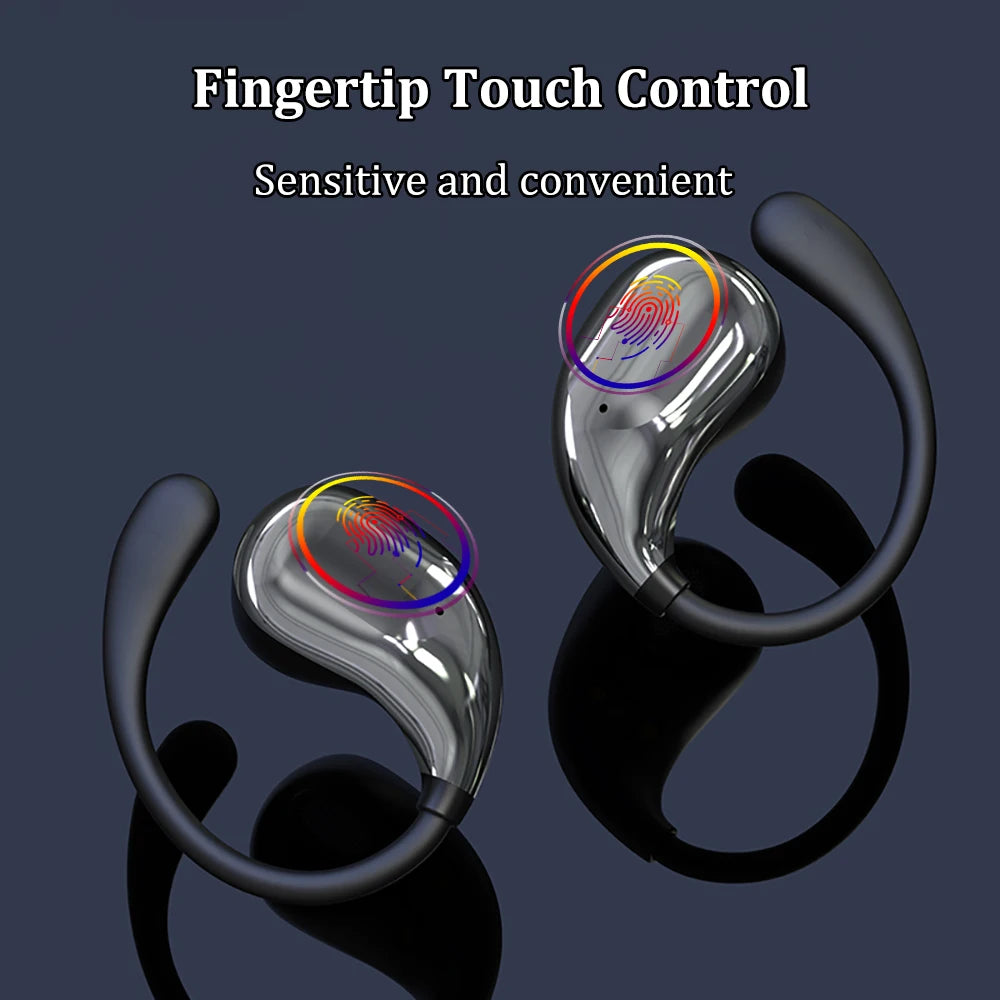 Bluetooth 5.4 Ear Hook Headphones LED Display Long Standby Touch Earbuds