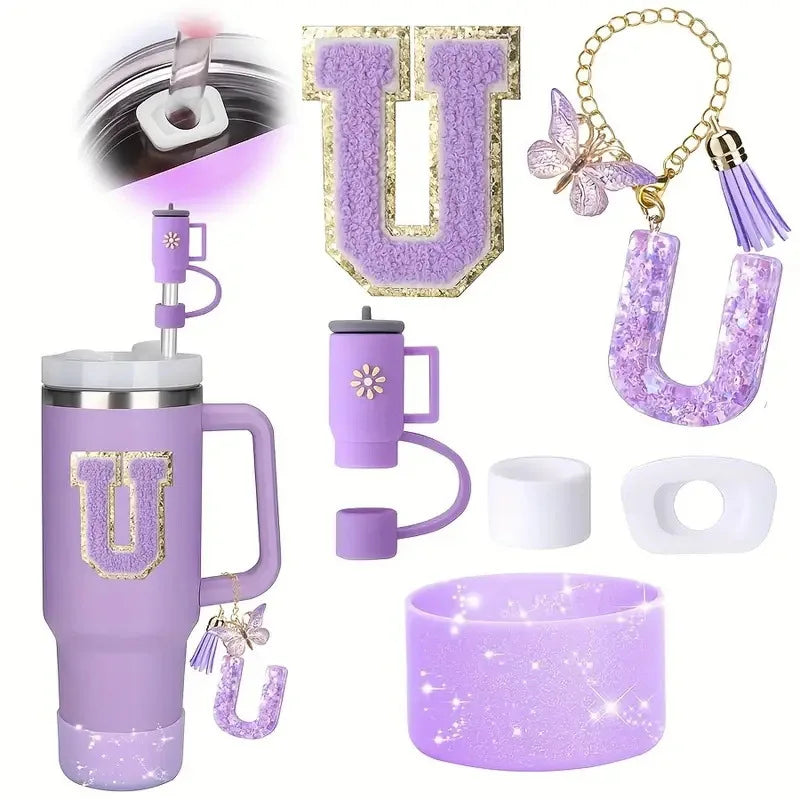 6PCS Cup Accessories Set for Stanley Cup 40oz tumbler with handle Including Silicone Straw Topper and Boot, Spill Proof Stopper