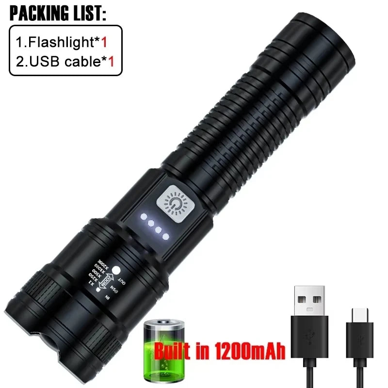 High Strong Power Led Flashlights Fishing Emergency Zoom Lantern