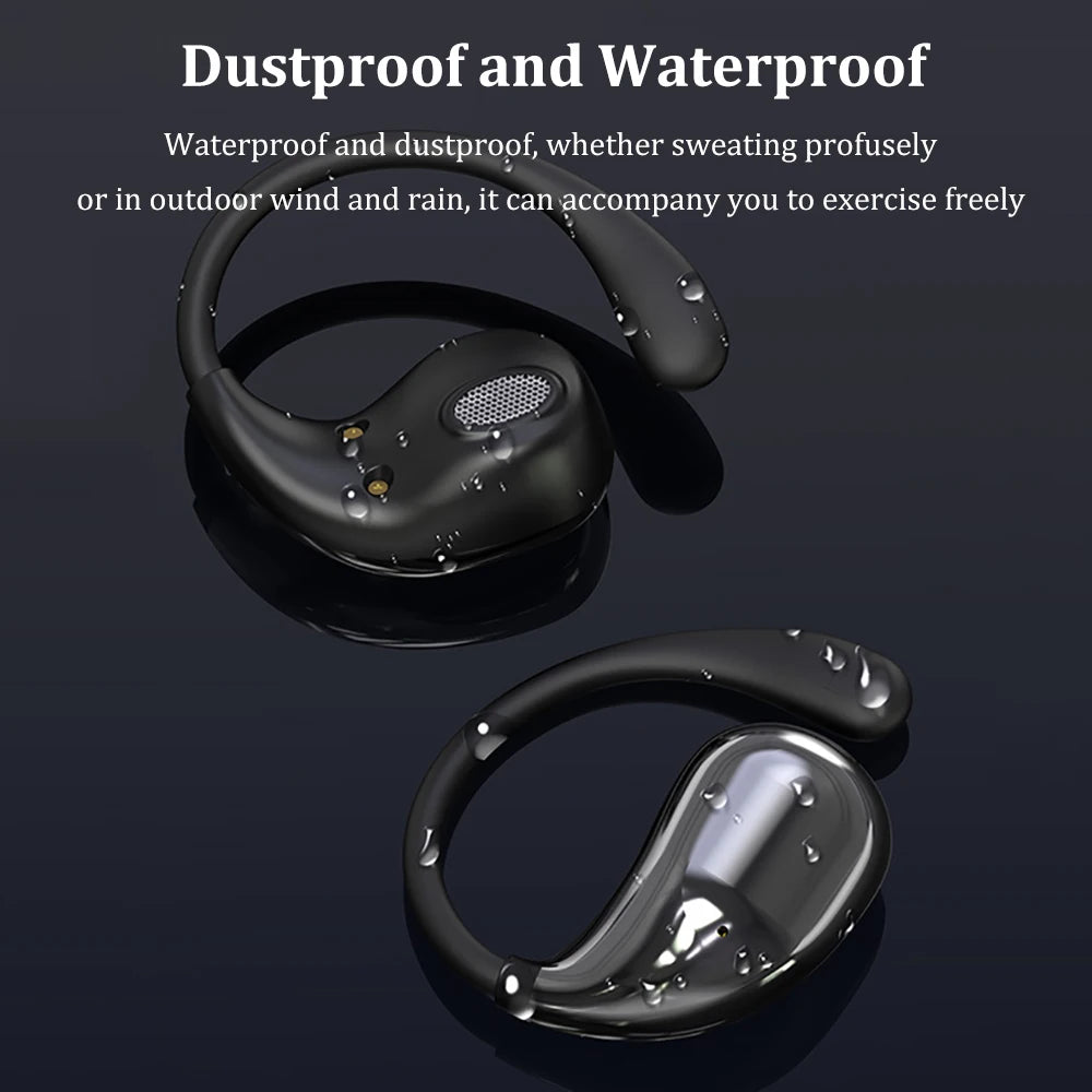 Bluetooth 5.4 Ear Hook Headphones LED Display Long Standby Touch Earbuds
