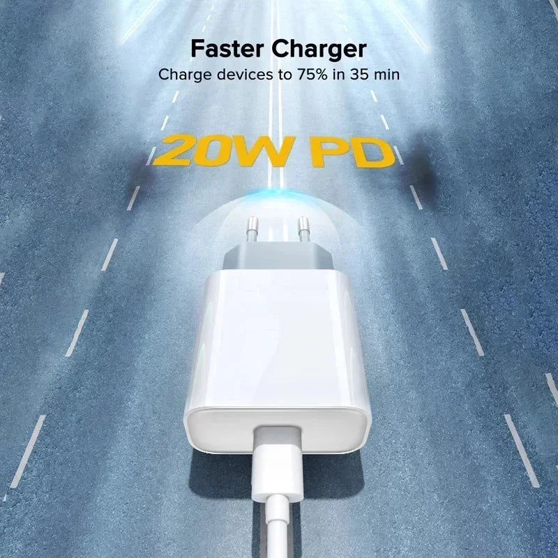 20W Fast Charger For iPhone 13 mini 12 11 pro  14 Pro Max Plus X XR XS USB Type C Fast Charging Charger Cable Accessories