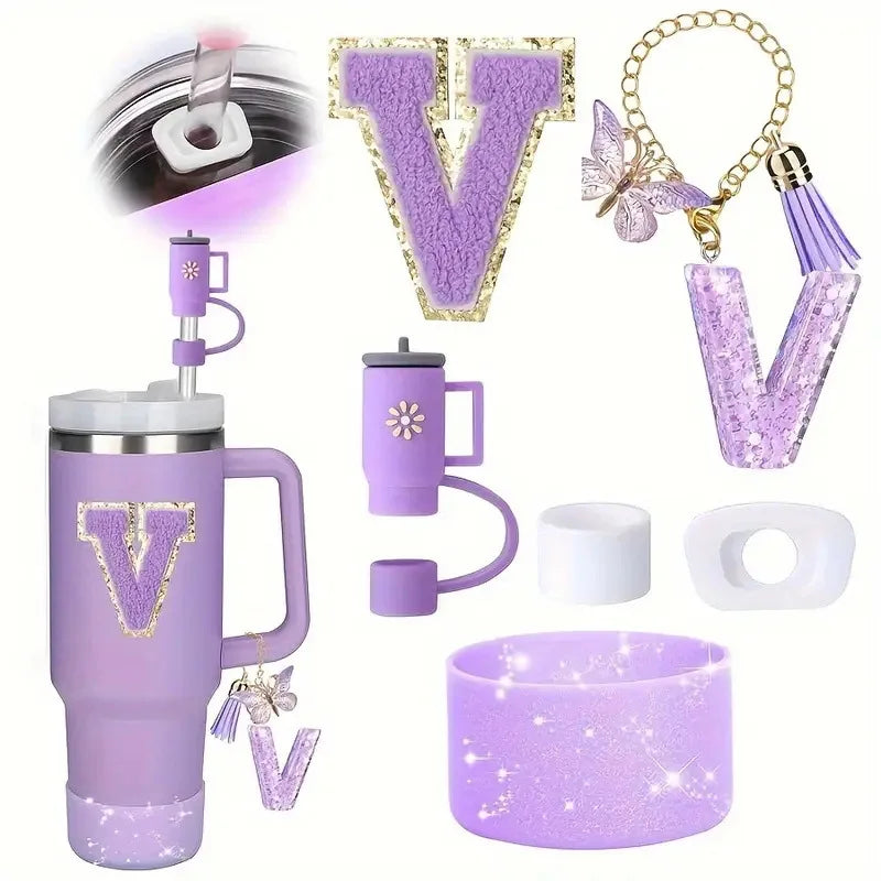 6PCS Cup Accessories Set for Stanley Cup 40oz tumbler with handle Including Silicone Straw Topper and Boot, Spill Proof Stopper