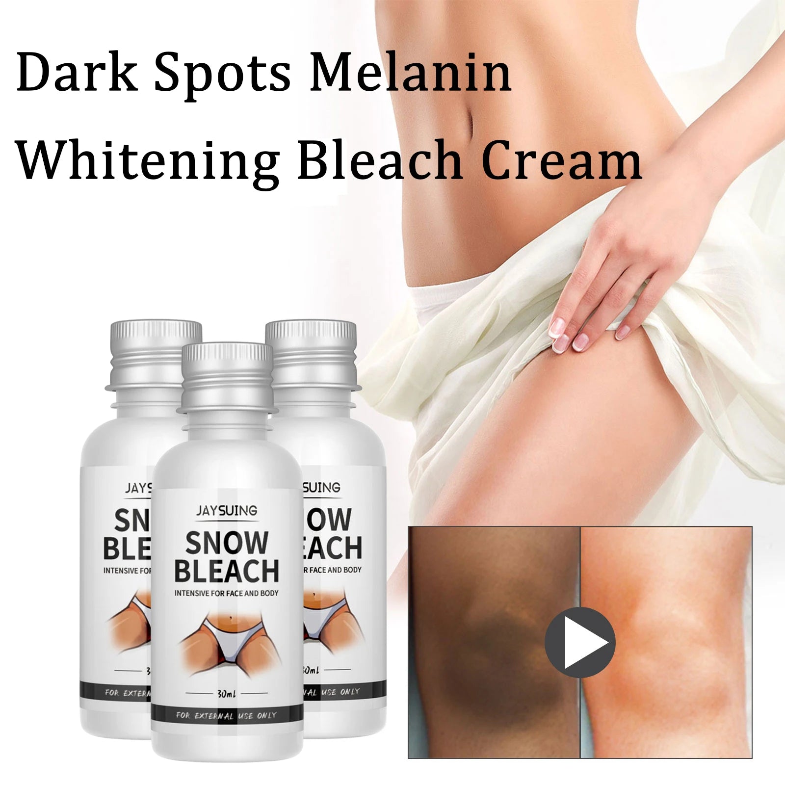 Body Whitening Bleach Cream Brighten Underarm Elbow Knees Joint Removal Intimate Parts Dark Spots Melanin Snow Bleach Cream 30ml