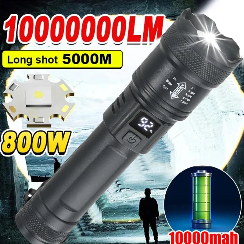 High Strong Power Led Flashlights Fishing Emergency Zoom Lantern