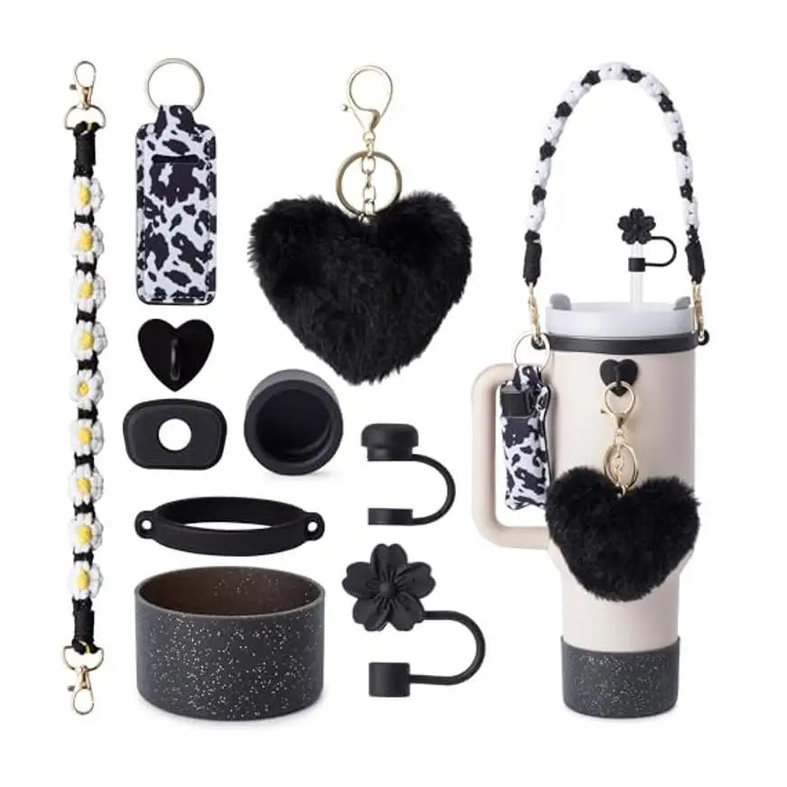 ins antislip straw cap case Charm chain pendant lot Accessories Initial Keychain Handle for Stanley cup bottle Tumbler for Women