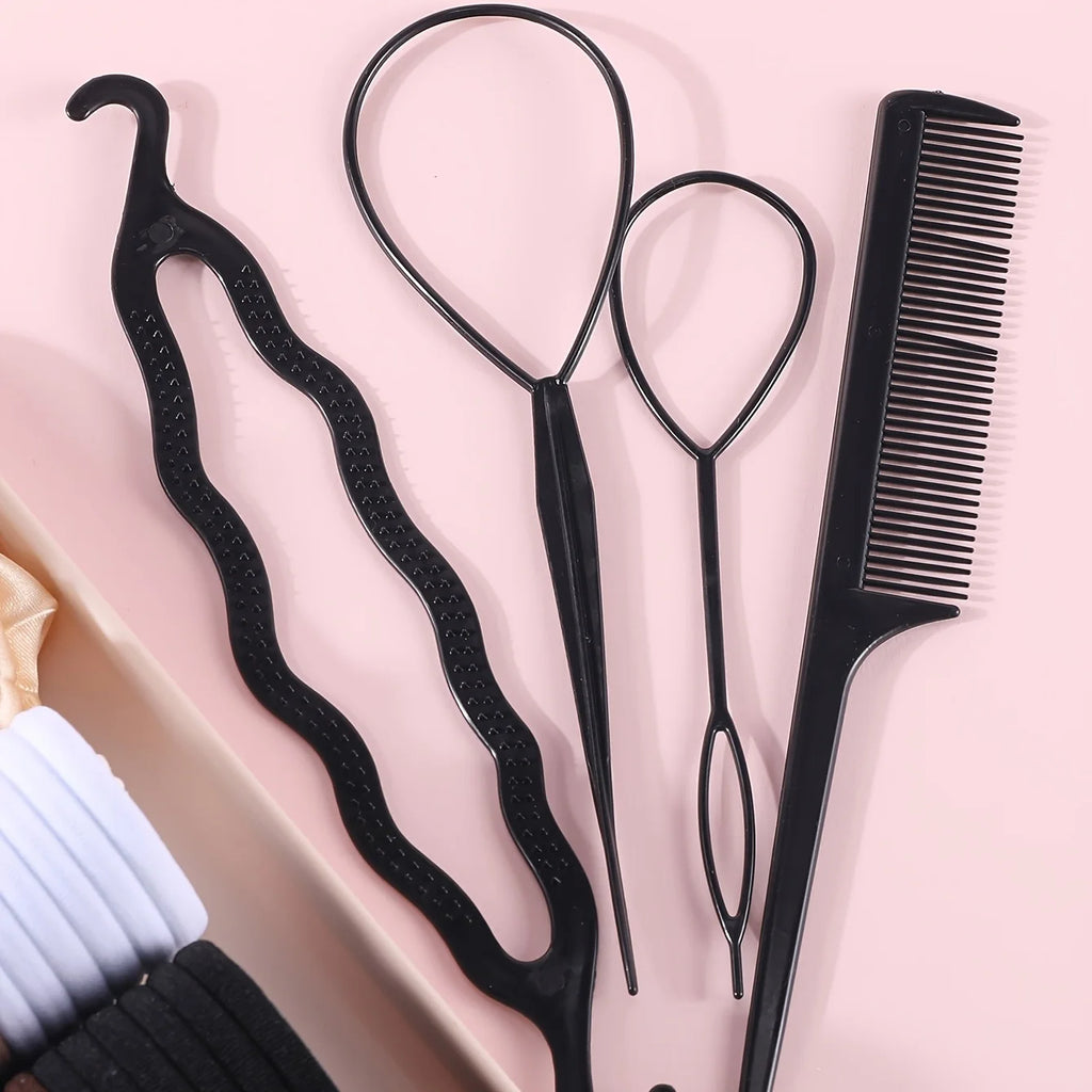 1109pcs Women Dark Hair Accessories Set Elastic Seamless Ponytail Scrunchies Small Rubber Bands Fashion Hair Ties Headbands