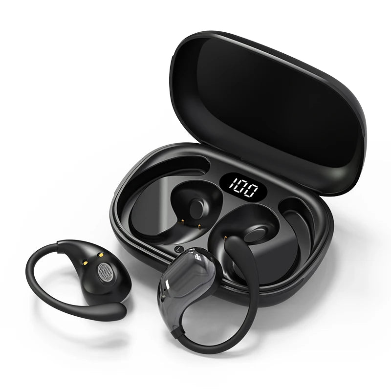 Bluetooth 5.4 Ear Hook Headphones LED Display Long Standby Touch Earbuds