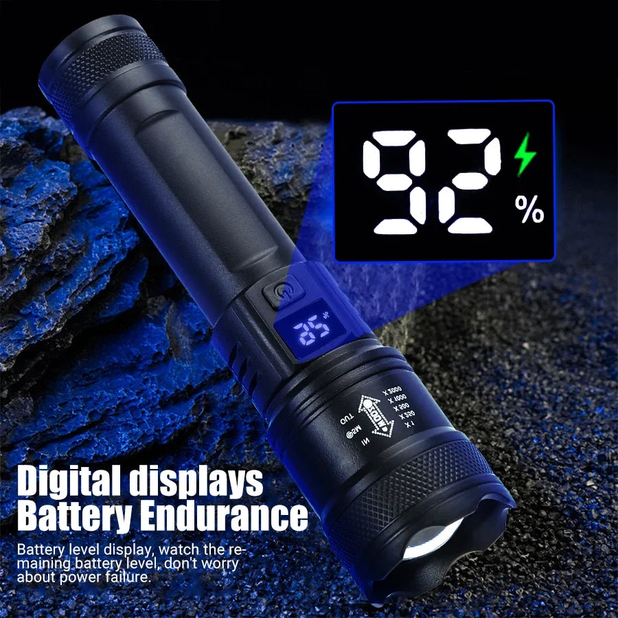 High Strong Power Led Flashlights Fishing Emergency Zoom Lantern