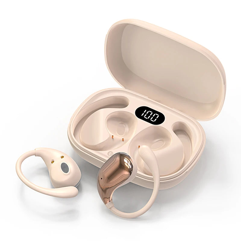 Bluetooth 5.4 Ear Hook Headphones LED Display Long Standby Touch Earbuds