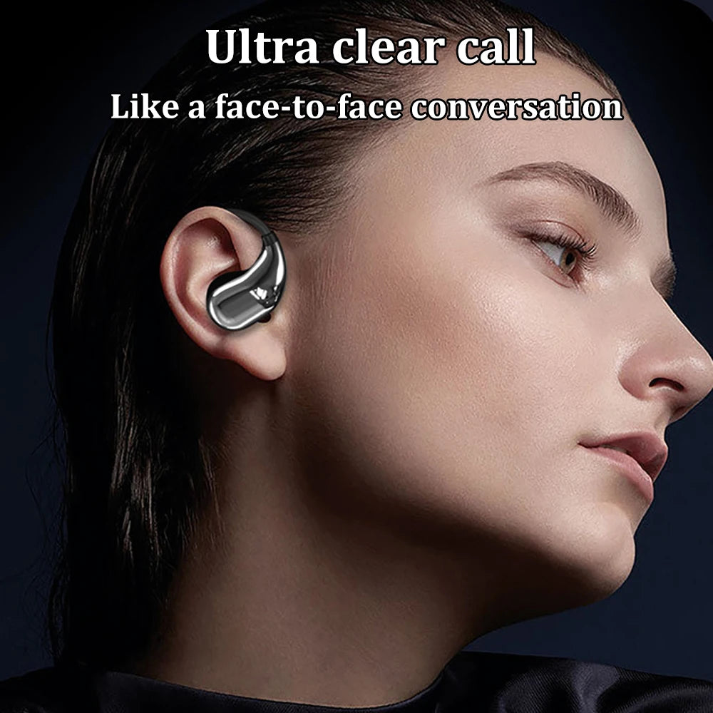 Bluetooth 5.4 Ear Hook Headphones LED Display Long Standby Touch Earbuds