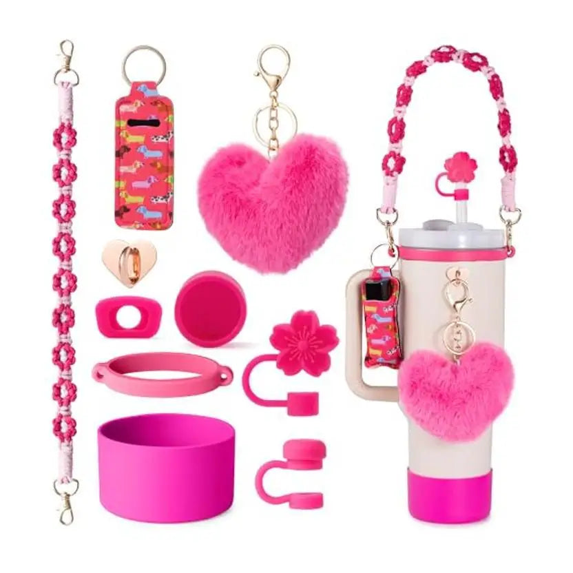 ins antislip straw cap case Charm chain pendant lot Accessories Initial Keychain Handle for Stanley cup bottle Tumbler for Women