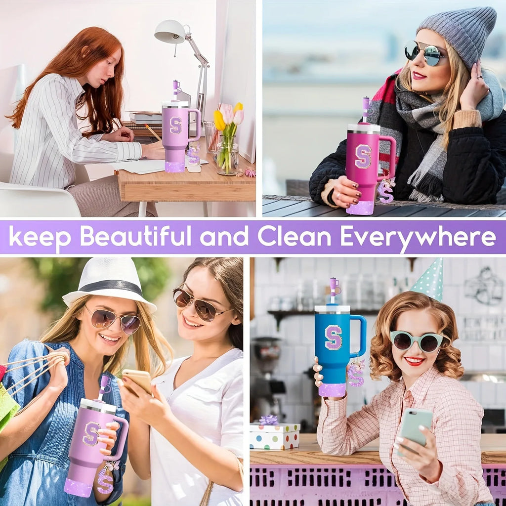 6PCS Cup Accessories Set for Stanley Cup 40oz tumbler with handle Including Silicone Straw Topper and Boot, Spill Proof Stopper