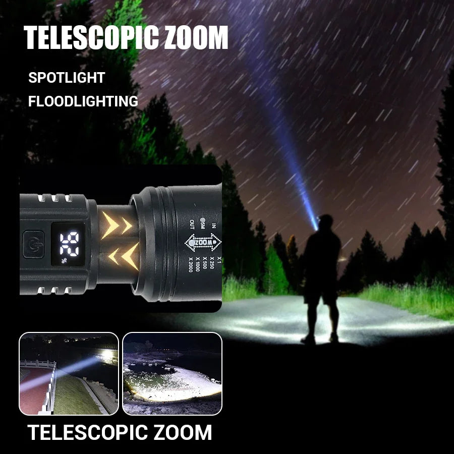 High Strong Power Led Flashlights Fishing Emergency Zoom Lantern