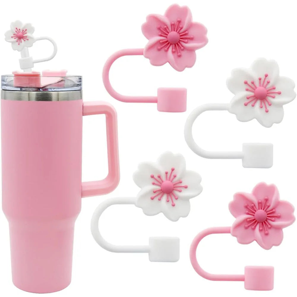 2/4pcs Straw Cover Cap for Stanley Cup lids Flowers Tip Covers