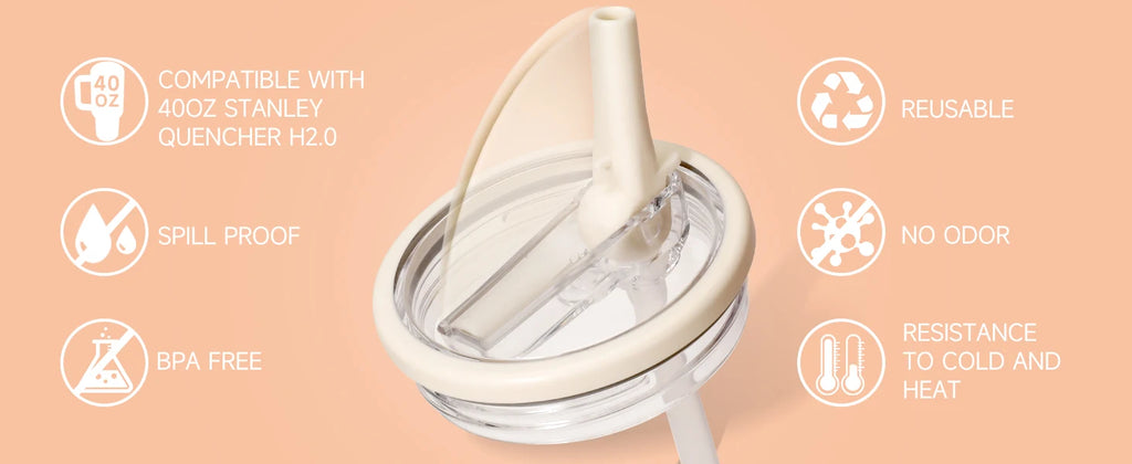 40oz Flip Straw Leak Proof Lid for Stanley H2.0 Tumbler Lid Replacement for Stanley Cup Accessories Straw Cover