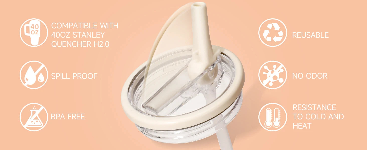 40oz Flip Straw Leak Proof Lid for Stanley H2.0 Tumbler Lid Replacement for Stanley Cup Accessories Straw Cover